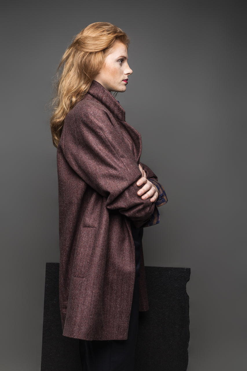 Dvouřadé vlněné sako BURGUNDY